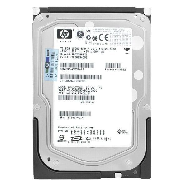 HP BF07288576 73Gb 15K 3,5'' 80-PIN 365699-002