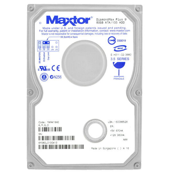 Maxtor DIAMONDMAX PLUS 9 6Y080L0 80GB 7,2K ATA 3.5" YAR41VW0