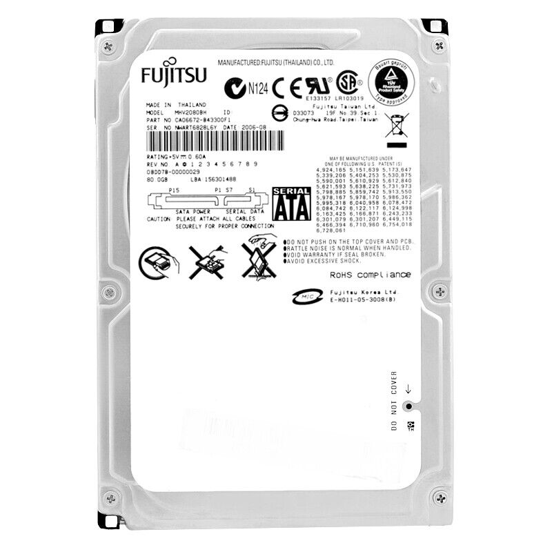Fujitsu 80Gb MHV2080BH 5,4K 8Mb Cache Sata 2,5''