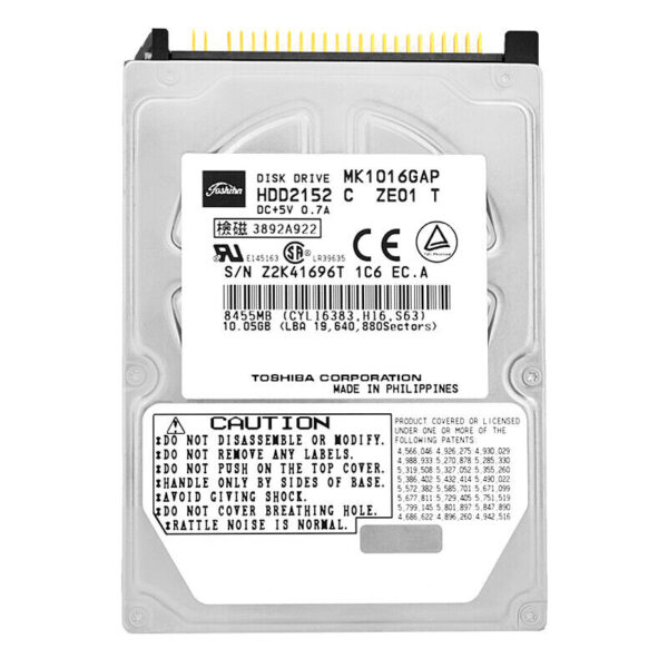 Dysk Toshiba 10GB MK1016GAP 4,2K 2Mb Ata/Ide 2,5''