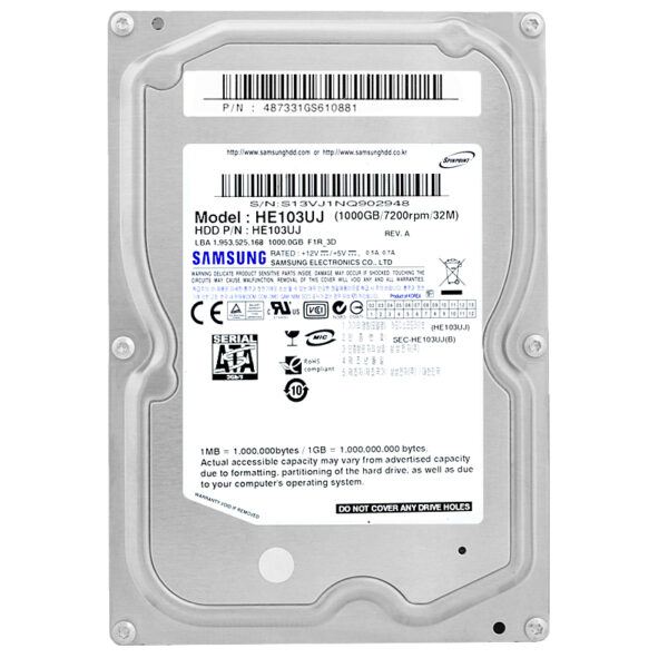 Samsung 1 TB HE103UJ 32Mb Cache 7200Rpm SATA 2 3,5