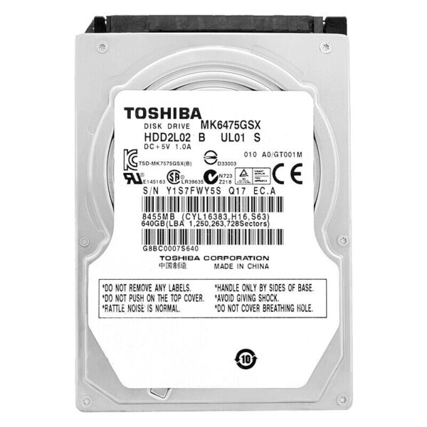 Toshiba 640GB MK6475GSX 5,4K 8Mb Sata II 2,5''
